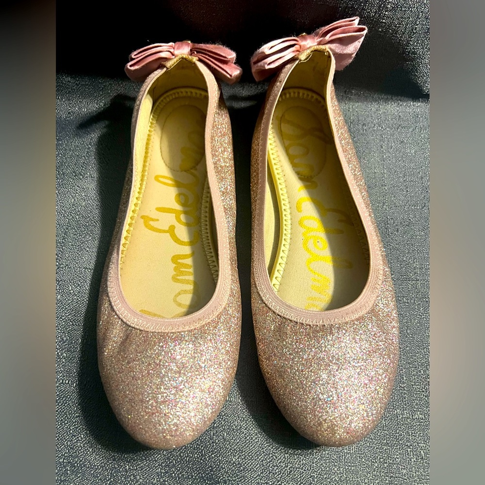 Sam Edelman girl ballet flats pink glitter size 3